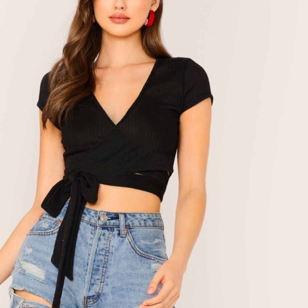 Cropped Wrap around Tee